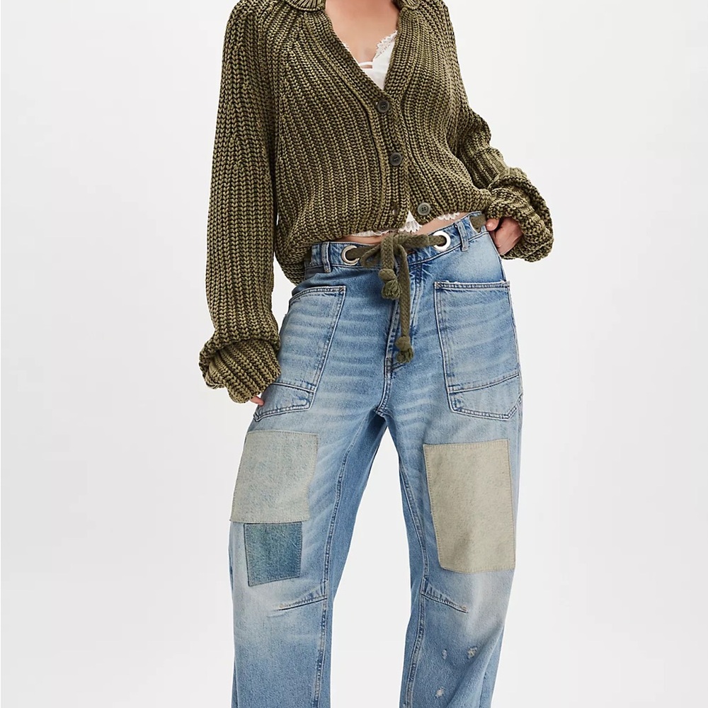 We The Free Moxie Pull-On Barrel Jeans  patchwork